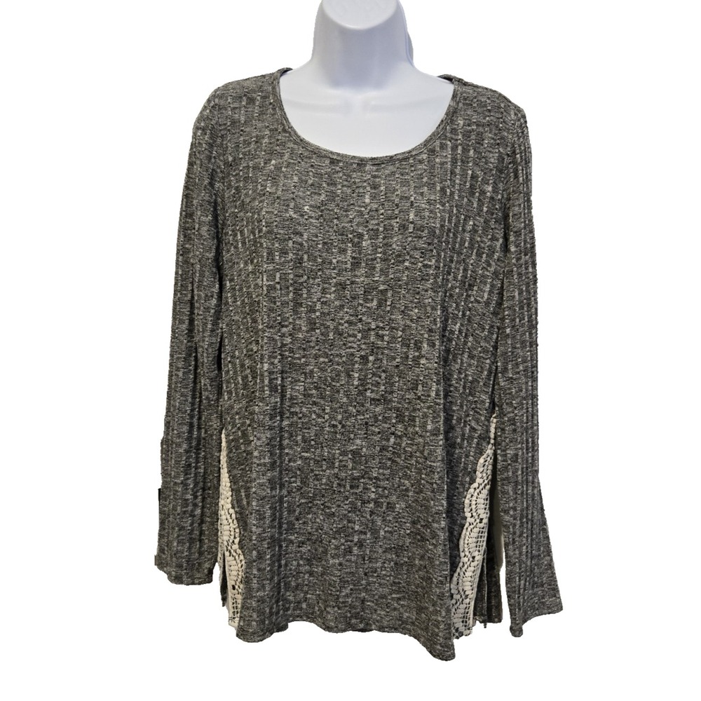 Xhilaration Women's Sweater Ribbed Lightweight Lace‎ Trimmed